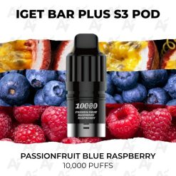 Iget bar plus pods 10000 puffs passionfruit blue raspberry
