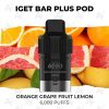 iget bar plus pod 6000 puffs orange grape fruit lemon