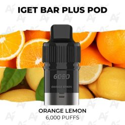 iget bar plus pod 6000 puffs orange lemon