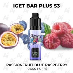 iget bar plus s3 10000 puffs passionfruit blue raspberry