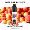 iget bar plus s3 10000 puffs peach lychee lime