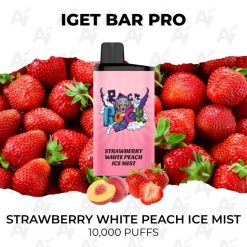 iget bar pro 10000 puffs strawberry white peach ice mist